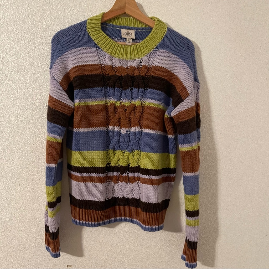 St. John's Bay Women’s Cable Knit Striped Sweater Size Medium